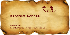Kincses Nanett névjegykártya